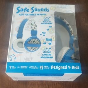 Safe Sounds Kids Foldable Headset - Blue and White